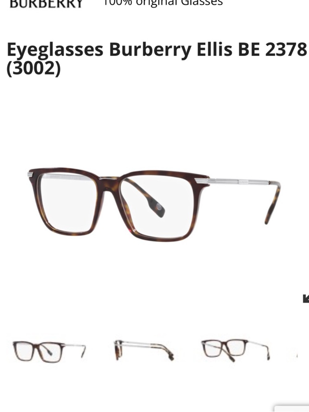 New Burberry BE2378 3002 Ellis Dark Havana Optical Glasses Extra Long Temples - Picture 13 of 13
